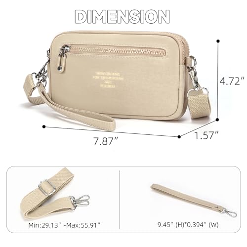 Image of JANKS Small Crossbody Bags for Women Wristlet Wallets Nylon Shoulder Bag with 4 Zipper Carry All Purse Credit Card Holder