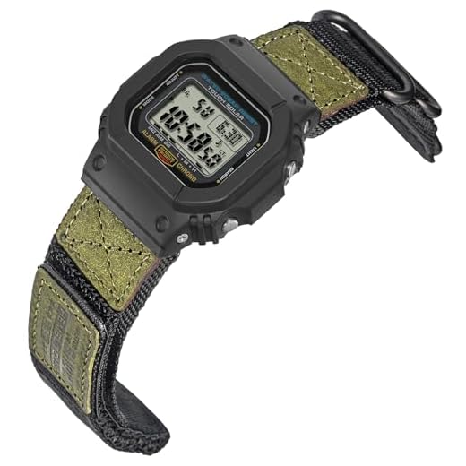 HEMSUT Bracelet de montre tactique militaire à dégagement rapide de 16 mm pour Casio | Bracelet en nylon et cuir résistant aux chocs | Compatible avec séries GA-100, DW-5600, DW-6900, GW-M5610, GBD