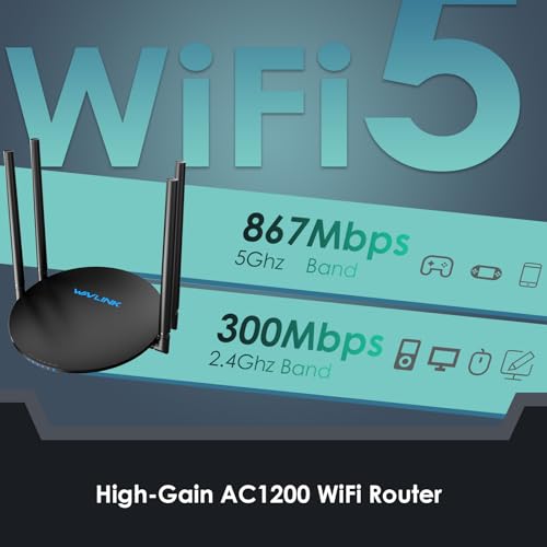 WAVLINK 2024 AC1200 WiFi Router, Dual Band Wireless Internet Smart Router 5GHz+2.4GHz with 100Mbps WAN/LAN, Long Range Coverage for Home & Office, Supports Router/Repeater Mode - Image 6