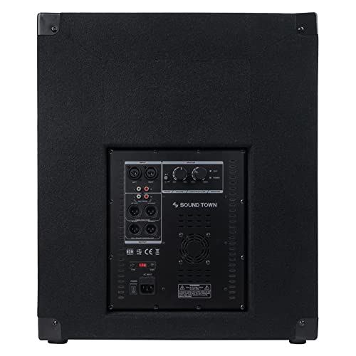 Image of Sound Town Pair of 18 inch 2400W Powered Subwoofers with Class-D Amplifiers, 4 inch Voice Coils, High-Pass Filters (METIS-18PWG-PAIR)
