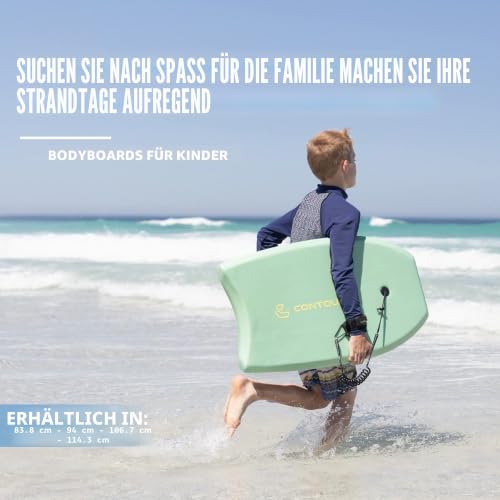 Contour SURF Reed Bodyboard 33 Zoll, ca. 84 cm, leichtes EPS-Bodyboard für Kinder, IXPE-Deck, HDPE-Slick-Bottom, Dual Channels und Spiral-Leash