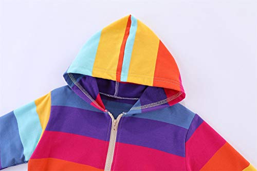 Image of Mud Kingdom Boy Zip Up Hoodie Sweatshirt with Hood Rainbow Patchwork