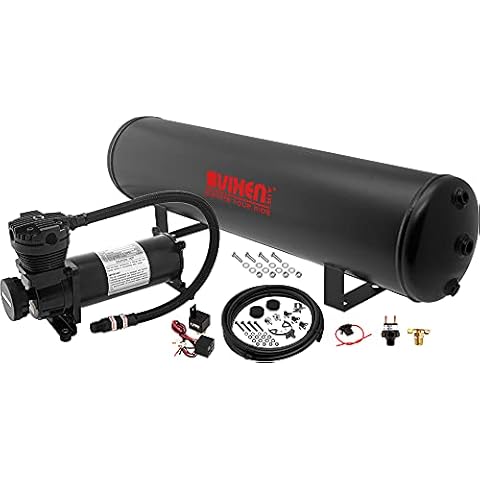 Vixen Air Suspension Kit for Truck/Car Bag/Air Ride/Spring. On Board System- 200psi Compressor, 5 Gallon Tank. for Boat Lift,Towing,Lowering,Leveling Bags,Onboard Train Horn,Semi/SUV VXO4852B Cover