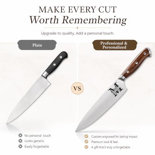 Image of Customizable Custom Chef Knife, Engraved Chef knife, Corporate keepsake, Kitchen Knife with Laser Engraved Monogram - Personalized Touch