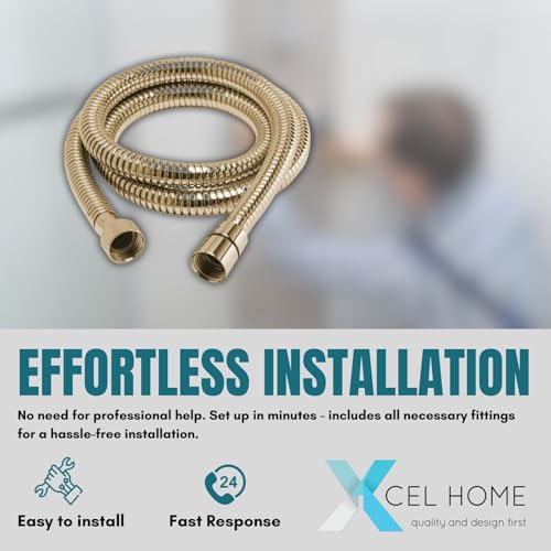 1,2 m gebürstetes goldenes Edelstahl-Handbrause Flexi Rohr – langlebiger, eleganter Brauseschlauch mit gebürstetem Gold-Finish, rostbeständig und flexibel für moderne Badezimmer