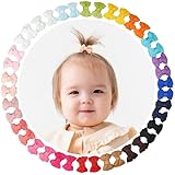 CÉLLOT 40Pcs Baby Snap Hair Clips Grosgrain Ribbon Tiny Baby Bows in 20 Colors for Infant Toddlers Fine Thin Hair (Twin Style)