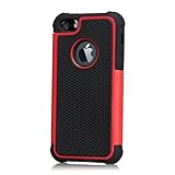 32nd Funda Rígida Anti-Choques de Alta Proteccion para Apple iPhone 4 4S Carcasa Defensora de Doble Capa - Rojo