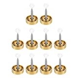 Sewroro 10 Stück 16mm Edelstahl Spiegelschrauben mit Abdeckkappen Flächenbündige Goldene Ziernagel Abdeckungen für Spiegel und Glasbefestigung Möbel und Duschspiegelmontage