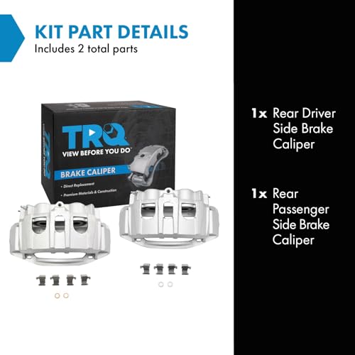 Image of TRQ Rear Brake Caliper Set Zinc Coated Brackets Hardware Compatible with 2008-2014 Ford E-150 2008-2014 E-250 2008-2019 E-350 Super Duty