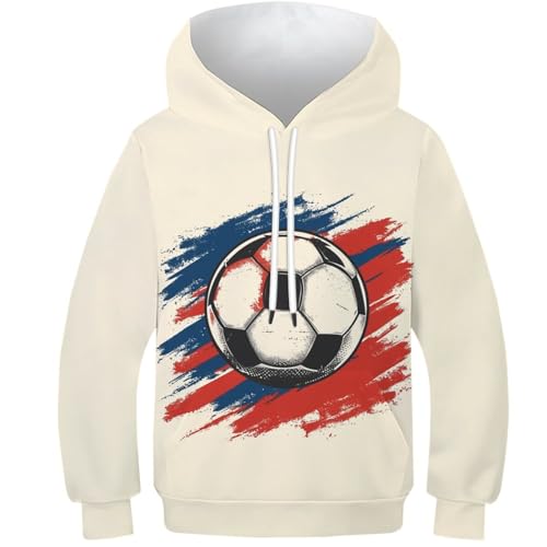 Sweat à capuche football enfants 10-12Y sweat-shirt manches longues poches cordon