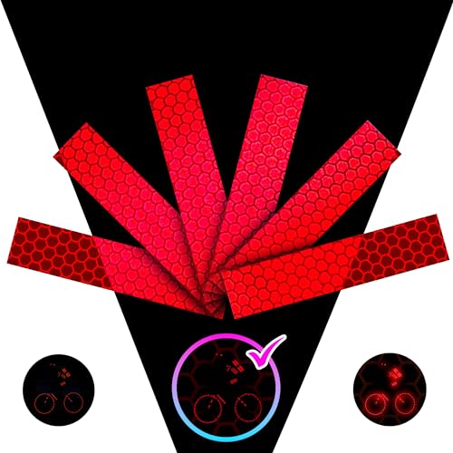 LOOM Reflektoren Fahrrad Set (6 Stk Prism Rot) | Reflektierende Aufkleber für Fahrrad, Helm & Auto | Wasserdichte Reflektoren Folie für Garage & Kinderwagen | Hohe Sichtbarkeit