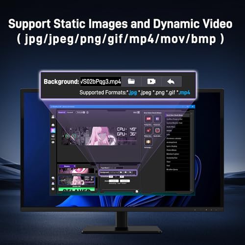 Image of 9.2 inch IPS Computer Secondary Screen for PC Case, 1920x462 USB Mini Monitor with Sensor Panel, Real-Time CPU /GPU /RAM Temperature Display, Support Dynamic Theme & Customizable for Gaming PC
