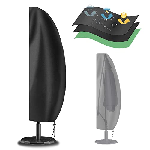 Funshot Housse de protection pour parasol déporté avec fermeture éclair pour parasol de 2 à 4 m - Tissu Oxford 420D - Imperméable à la poussière - Résistant aux UV - 205 x 57 x 48/25 cm