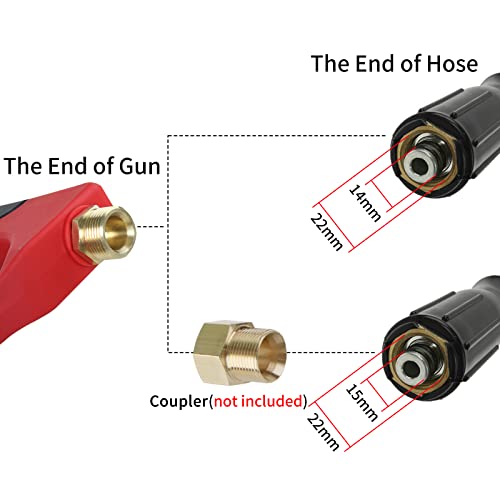 Image of Sooprinse Short Pressure Washer Gun 3000 PSI, 7 Inch Replacement Extension Curved Wand, 5 Nozzle Tips, M22-14 Inlet