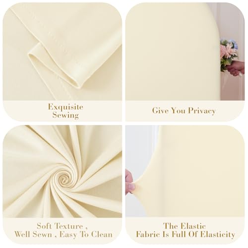 Image of Beige Arch Cover Set of 2-7.2 and 6ft Beige Arch Backdrop Cover Spandex Wedding Arch Stand Cover for Bridal Shower Birthday Party Baby Shower Banquet Photo Arches Background Decorations