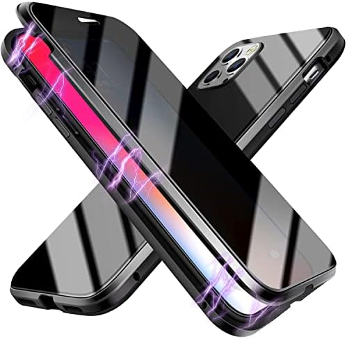 ESTPEAK Anti-peep Magnetic Case for iPhone 11 Pro Max,Anti Peeping Magnetic Double-Sided Privacy Screen Protector Clear Back Metal Bumper Antipeep Anti-Spy Phone Cases Cover for iPhone 11 Pro Max