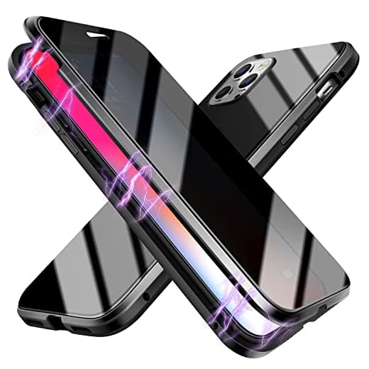 ESTPEAK Anti-peep Magnetic Case for iPhone 11 Pro Max,Anti Peeping Magnetic Double-Sided Privacy Screen Protector Clear Back Metal Bumper Antipeep Anti-Spy Phone Cases Cover for iPhone 11 Pro Max
