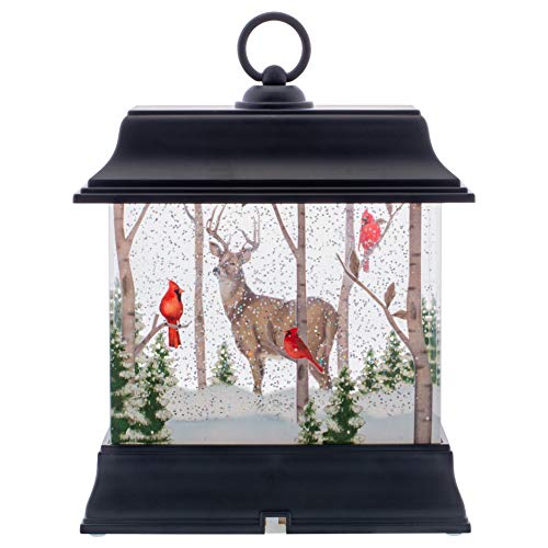 Led Woodland Winter Lantern 8.5 X 3.75 Acrylic Snow Globe Swirl Dome #TOP3