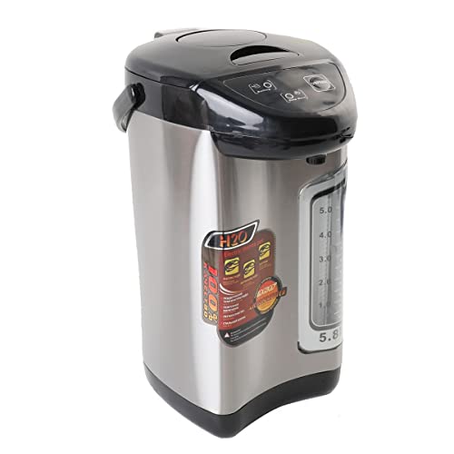 CDZHLTG Thermopot 5.8L Edelstahl Heißwasserspender Wasserkocher 750W Thermoskanne Tastensteuerung Wassertank LCD-Display, 24 Stunden heißes Wasser für Zuhause, Schule, Büro, Hotel, Silber Cover