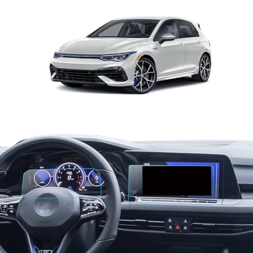 LANTU 2PCS Car Screen Protector for Volkswagen Golf GTI/R (MK8) 2022-2024 Accessories Navigation& Dashboard Touchscreen Protector Film Tempered Glass 8''