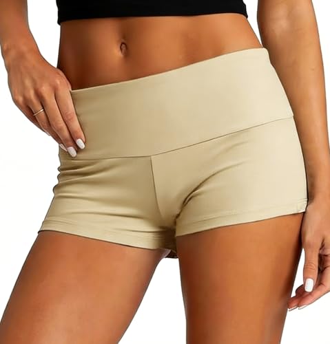 Image of Women Low Waist Lounge Shorts Fold Over Skinny Pajamas Shorts Summer Casual Pj Bottom Sleep Shorts
