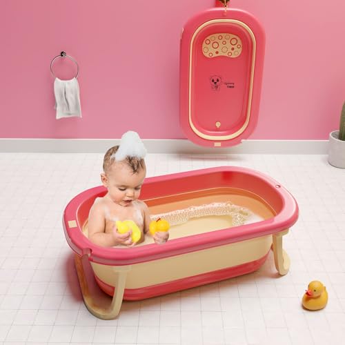 Lifelong Cuppy Foldable Baby Bath Tub for 0–5 Years | Spacious Bathtub for Baby Newborn to Toddler | Anti‑Skid Non‑Slip, Strong Foldable Legs, Easy Dr