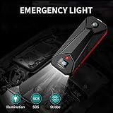 Jump Starter, YABER 2500A Peak 23800mAh Portable Car Battery Booster Pack(up to 8.0L Gas, 8.0L Diesel Engine) 12V UltraSafe Lithium Jump Starter Box with Reverse Charging Tech&Safety Hammer - 6