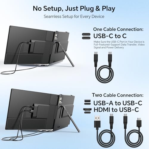 Image of 14 inch Laptop Screen Extender, Ultra-Thin Dual Portable Monitor for Laptop, 1080P FHD IPS Display, USB-C Plug & Play Extended Screen for Mac /Windows /Chrome, Fit 13-17.3 inch Laptops