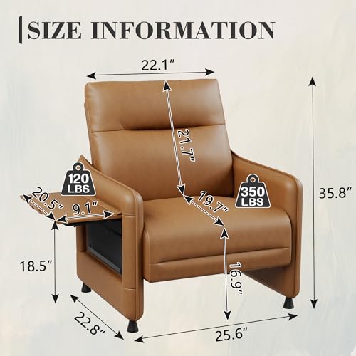 Sillón tapizado marrón con reposabrazos y mesa lateral miniatura 2