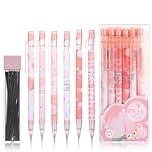 TIESOME Cute Mechanical Pencil Set Include 6 Pcs 0.5mm Kawaii Mechanical and 100 Pcs Replacement Pencil Refills, Kawaii Stationary Cute School Supplies Pencils for Writing Drawing Sketching Drafting