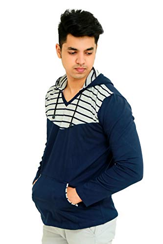Image of Men's Cotton Hooded Full Sleeves Round Neck Casual T-Shirt