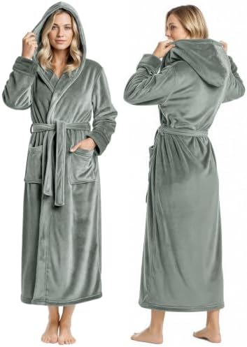 NY Threads Women Fleece Hooded Bathrobe - Plush Long Robe