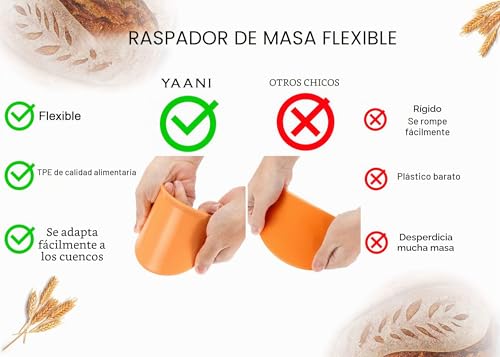 Miniatura 5 de Yaani Juego De 2 Cestas Para Fermentar Pan Redondas Y Ovaladas, Cesta Para Fermentar Banneton Batidor De Masa Cuchillas Para Pan Raspador De Masa Raspador Flexible De Regalo