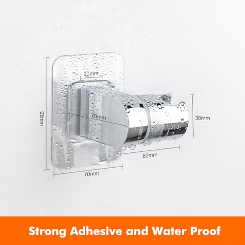 Ibergrif M20406, Duschkopfhalterung Ohne Bohren 3M Kleber - Duschhalterung Verstellbar, Handbrause Halterung Universal, Handbrause, Brausehalter Wandmontage, Zwei Montagemethoden, Silber