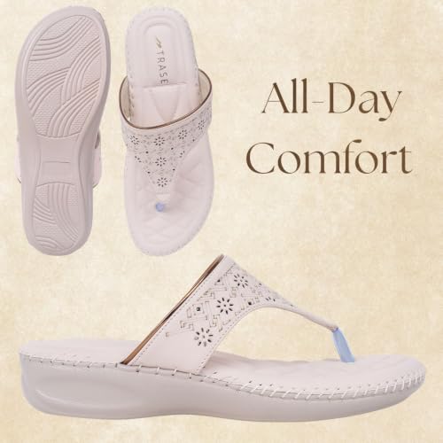 Image of TRASE Orthopedic Footwear for Women | Flat Ortho Slippers for Women Stylish | Soft Sole Ladies Chappal Fancy Comfortable Casual Footwear with Laser Cut Design