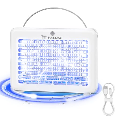 PALONE 1200mah UV Lampara Antimosquitos, Repelente Mosquitos Atrapa Moscas Efficace Large Gamme pour IntéRieur et ExtéRieur Avec CâBle de Charge USB 1.2 M