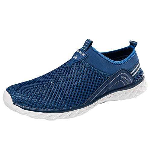 Generisch Zapatillas deportivas para hombre, diseño de malla, transpirables, cómodas, de secado rápido, antideslizantes, ligeras, para hombre, talla 43, azul oscuro, 45 EU