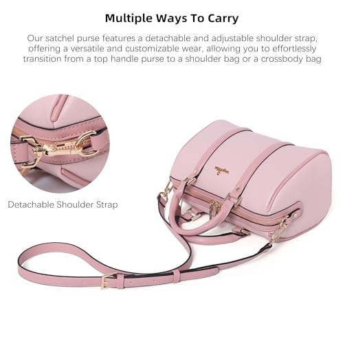 Image of Angel Kiss Women Satchel Purses and Handbags Vegan Leather Boston Barrel Bag Top Handle Shoulder Purse with Crossbody Strap | Vegan Leather