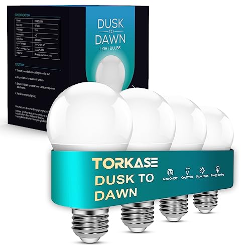 Torkase Dusk to Dawn Light Bulbs, 13W E27 Led Light Sensor Bulb 100W Equivalent