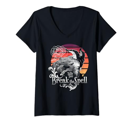 T-shirt Disney Belle et la Bête Col V Idéal pour Sorties Décontractées