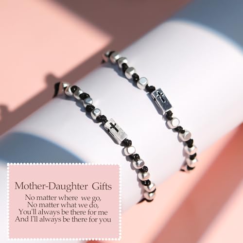 Homeair Adjustable Silver Cross Bracelet for Women，Gifts for Mom Daughter — view 2