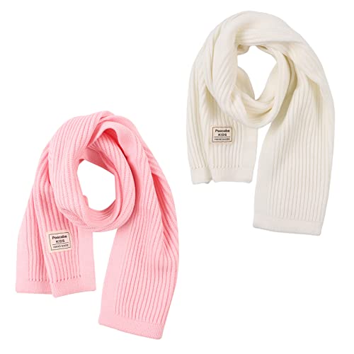 Zsedrut Kids Winter Scarf Little Girls Soft Neck Warmer Boy Cold Weather Scarves For Fall Winter (White+Light Pink) #TOP14