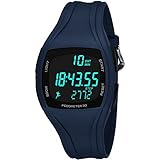 Funktionen: Schrittzähler, Sportzeit-Aufnahme, hell, Alarm, stündliches Glockenspiel, Chronograph, Wochentag und Datum, 12/24 Stunden