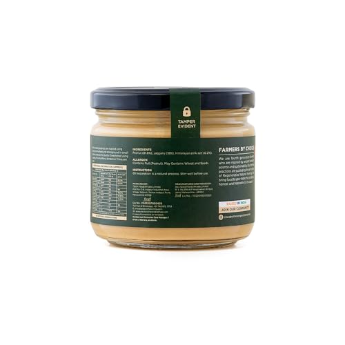 Image of Two Brothers Organic Farms - Peanut Butter Crunchy (300g) | Sweetened with Jaggery | Nutrients & Minerals Rich | Good Source of Protein, Fiber, Vitamin E | Vegan Butter Made Using Only Peanuts