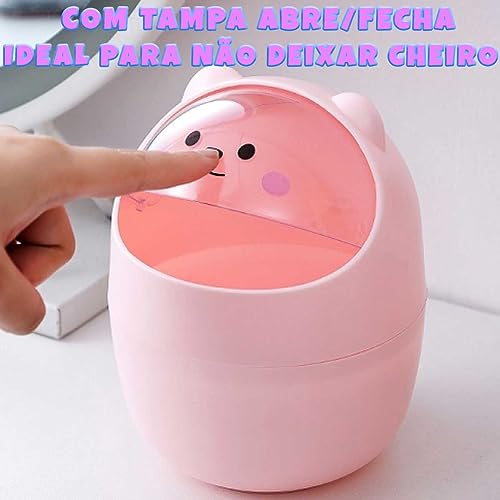 Mini Lixeira Mesa Multiuso Quarto Maquiagem Porta Treco Top Escritório Papelaria Fofa (Branco)