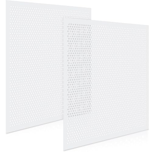 Image of DoubleFill 2 Pack 2' x 2' Plastic Perforated Tiles with 1 /4 inch Holes 24 inch x 24 inch White Drop Ceiling Tiles Plastic Ceiling Grid Covers