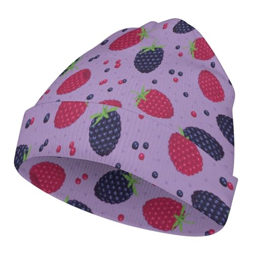Fruit of Raspberries Pattern Kids Beanie Hat for for Girls Boys Children Cap Winter Knitted Chemo Cancer Headwear Accessories Gifts Decoration Black