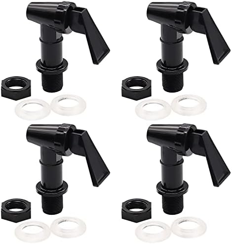 Sunxeke 4PCS Spigot Spout Cooler Faucet BPA-Free Dispenser Hole Replacement Cooler Tap Water Dispenser Faucet Plastic Reusable N-022-BK