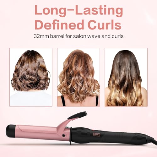 DAN-Technology-Curling-Wand-Curling-Tongs-Dual-Voltage-Hair-Curling-Wand-Ceramic-for-Wave-Curls-Hair-Styling-Tool-with-Adjustable-Temperature-Professional-Hair-Curler-with-Glove-Rose-Gold-32mm