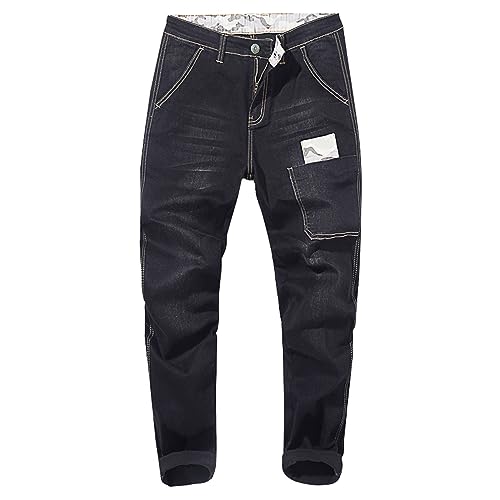 Jean skinny rétro délavé noir taille 50 style moto pour homme